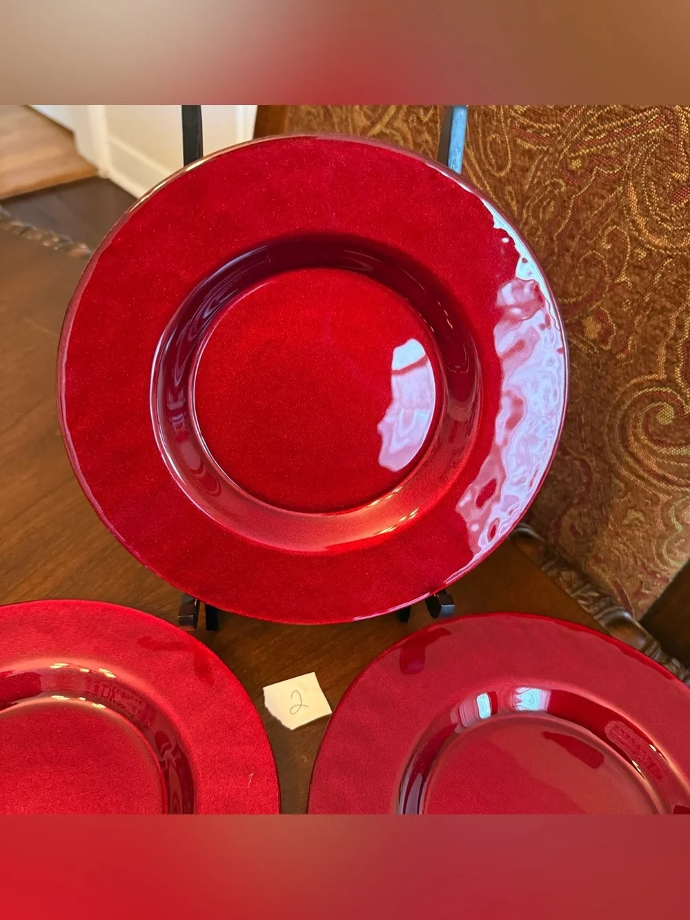 Set of 4 Vintage Pier 1 Imports Ruby Red 8.25” Glass Salad / Dessert Plates - #2